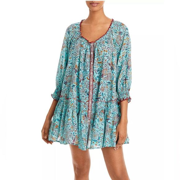 Poupette St. Barth Tesorino Mini Dress, Blue/ Red Trim, NWT, Size S/M - Picture 9 of 9